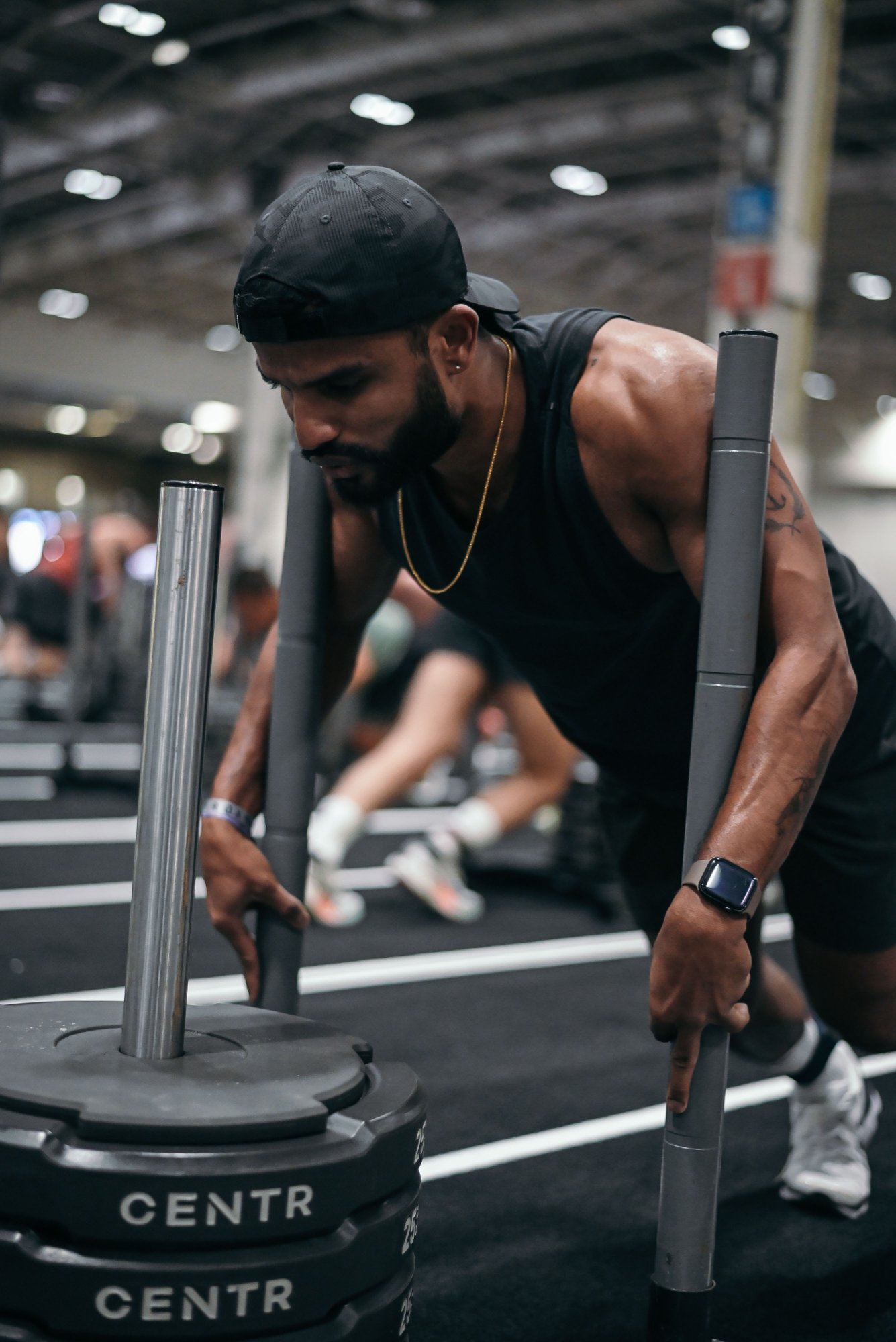 Midhun at Hyrox sled push